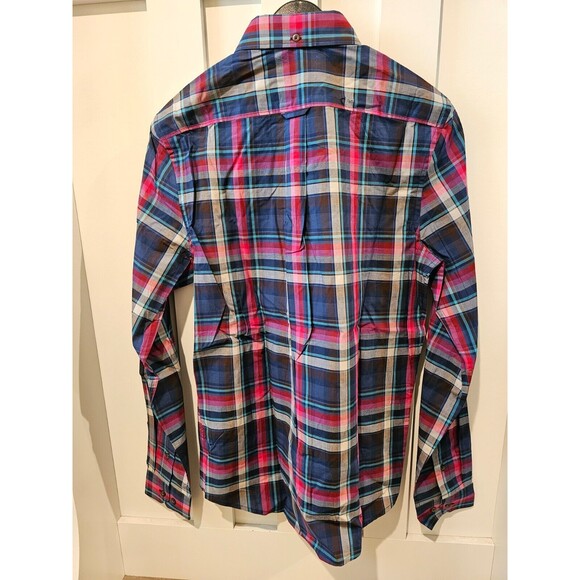 NEW w/ Tags Ben Sherman "After Dark" Blue Plaid Button Up Size Small MSRP $85.00 - Picture 2 of 2